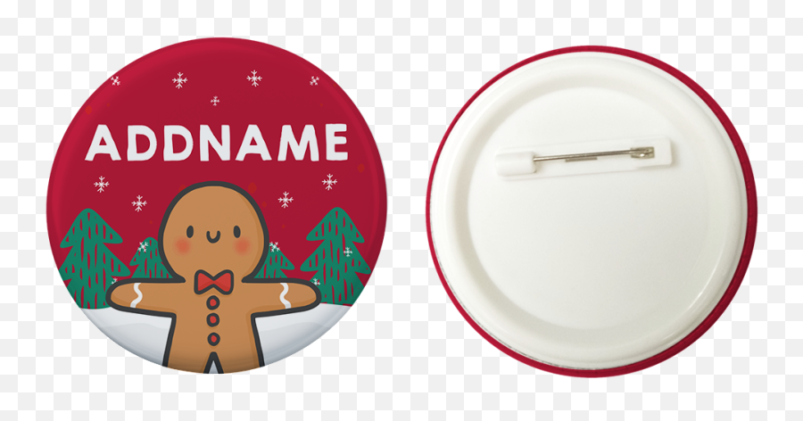 Xmas Cute Gingerbread Man Red Addname Button Badge With Back Pin 58mm - Circle Png,Gingerbread Man Png
