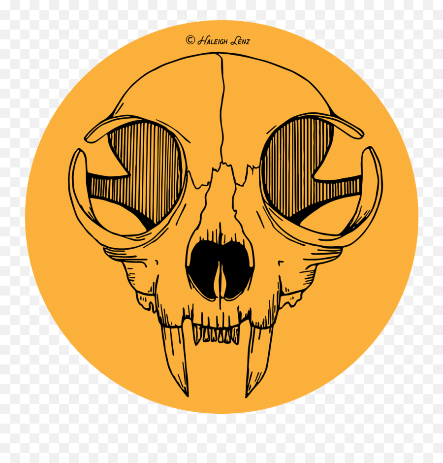 Black And Orange Cat Skull Vector Art - Cat Skull Vector Free Png,Skull Vector Png