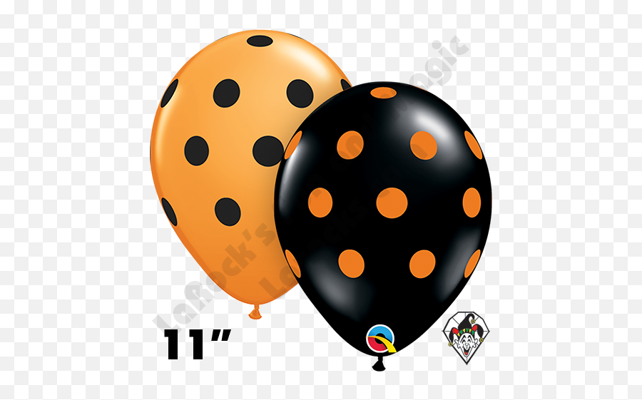 11 Inch Round Assortment Big Polka Dots Orange U0026 Black Balloon Qualatex 50ct - Pink And Black Balloons Png,Black Balloon Png