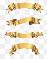 Golden Banner Set Png Clipart - Certificate Ribbon