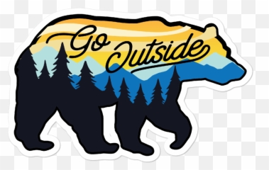 Go Outside Bear Sticker - png