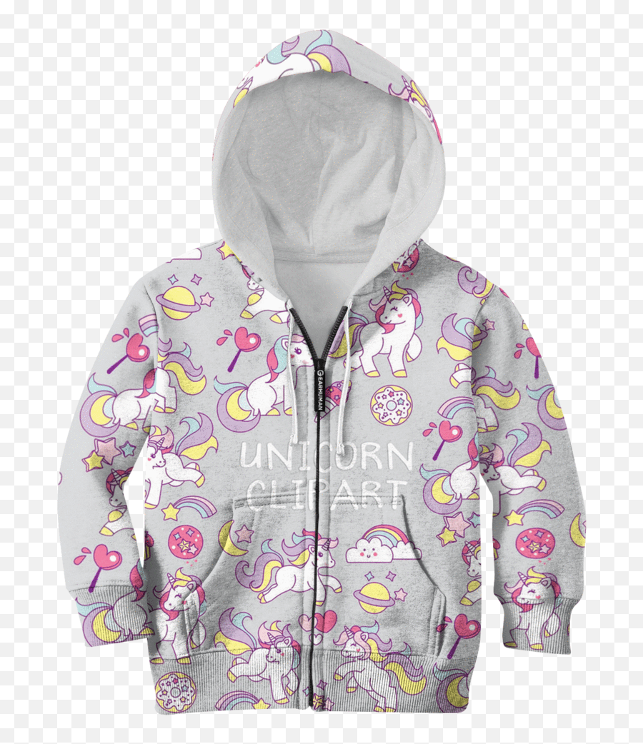 Unicorn Clipart Custom Hoodies T - Shirt Apparel U2013 Gearhuman Suete Con Cierrer Para Niños Png,Unicorn Clipart Transparent