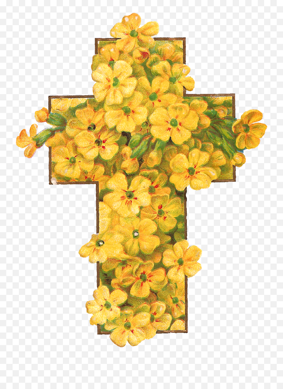 Cross With Yellow Flowers - Beautiful Happy Easter Flowers Png,Yellow Flowers Png