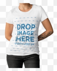 Download Hd Girl With Tattoo Wearing A Tshirt Template While - Active Shirt png