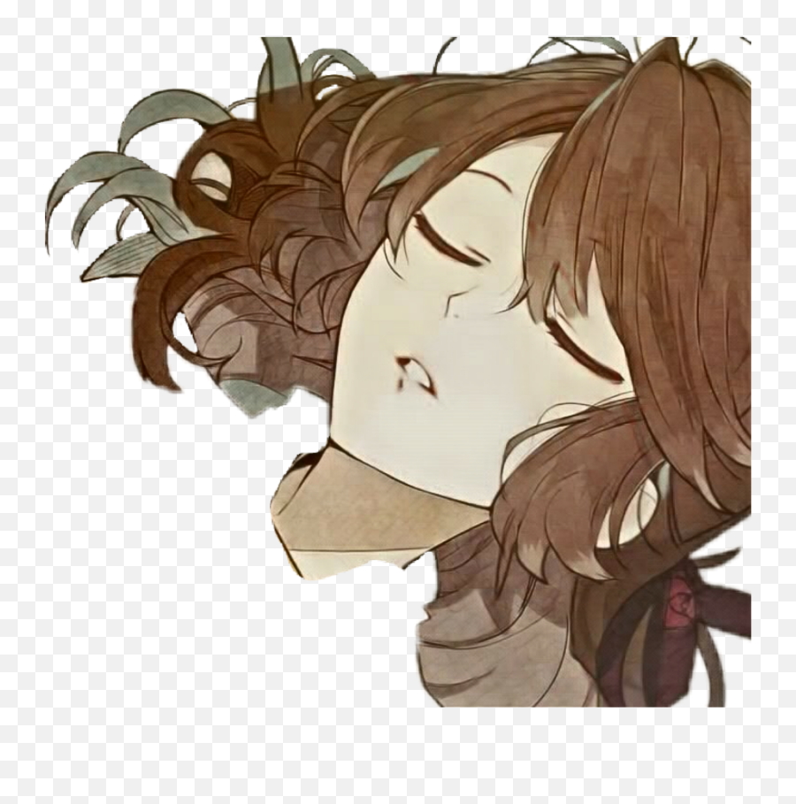 Anime Girl With Brown Hair Png - Anime Sleeping Girl Cartoon Girl Sleeping Png,Anime Hair Png
