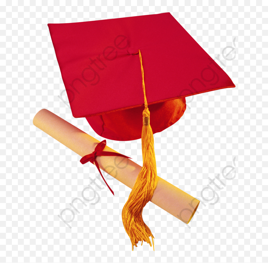 Red Graduation Cap And Diploma Clipart - Red Png,Graduation Cap Png