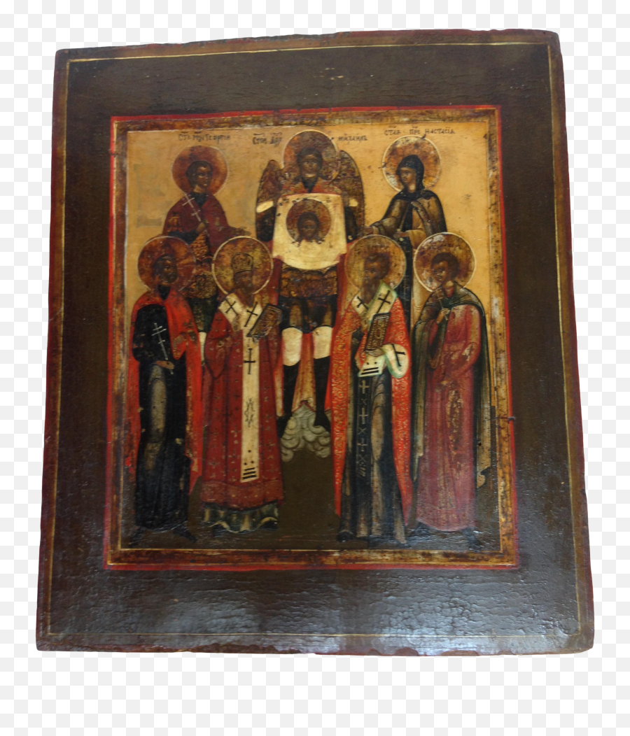 Russian Icon Antique Gold Painted Wood - Picture Frame Png,Russian Icon Pictures