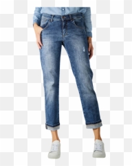 Angels Darleen Jeans Straight Fit In Medium Blue Jeansch - Solid png