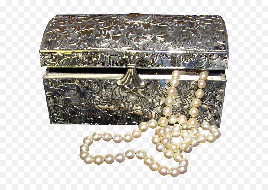 Jewel Box Silver Chest Pearls - Pearls In Box Png,Pearls Png