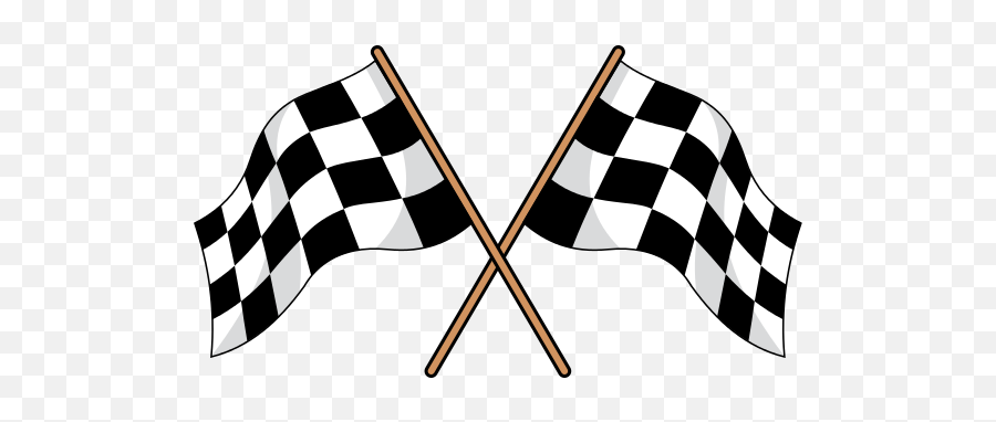 Two Crossed Black And White Checkered Flags - Cartoon Racing Crossed Checkered Flags Png,Checkered Png