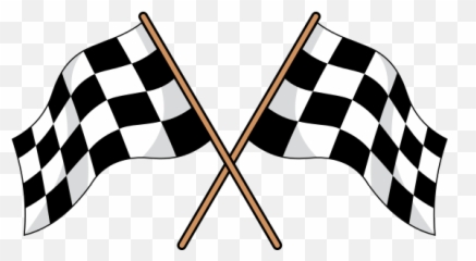 Two Crossed Black And White Checkered Flags - Cartoon Racing png