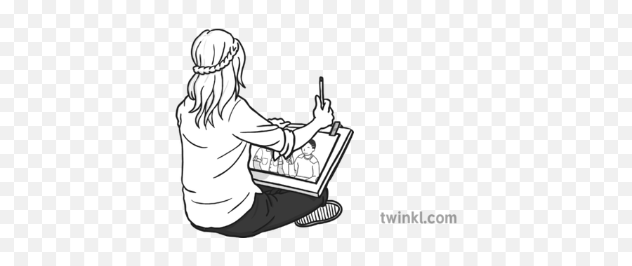 Girl Drawing Portrait Black And White Illustration - Twinkl Observación Dibujo En Blanco Y Negro Png,Girl Drawing Png