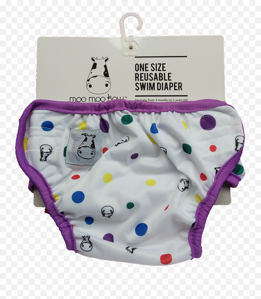 One Size Swim Diaper Dot With Purple Border - Moo Moo Kow Png,Purple Border Png