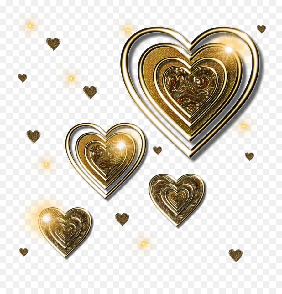 Download Gold Heart Transparent - Golden Heart Png Transparent,Gold Hearts Png