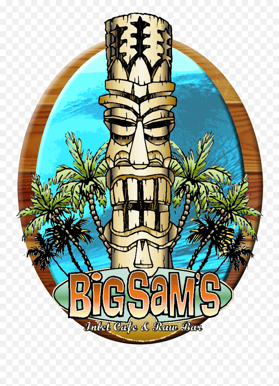Download Bigsams Logo Web - Tiki Surf Design Png Image With Big Raw Bar Logo,Tiki Png