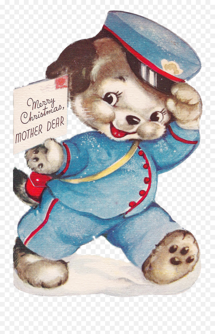 Puppymailmanpng 10481600 Vintage Family Christmas Cards - Teddy Bear,Mailman Png