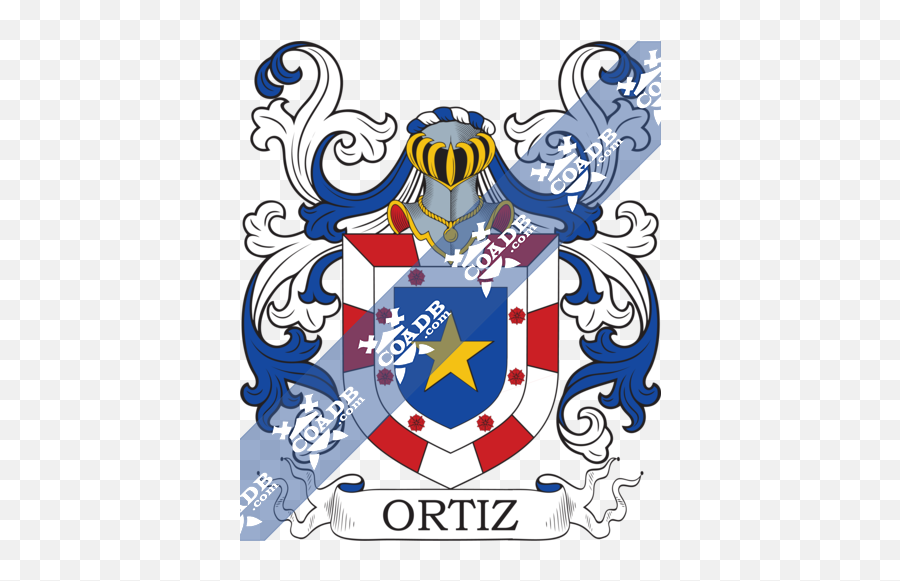 Ortiz Family Crest Coat Of Arms And Name History - Ortiz Coat Of Arms Png,Bandera De Puerto Rico Png