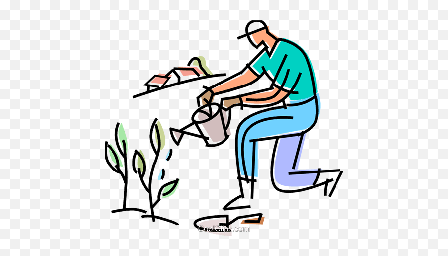 Gardener Watering His Plants Royalty - Garden Clip Art Png,Gardener Png