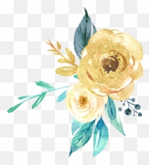 Freetoedit Gold Green Watercolor - Transparent Background Flower Clipart png
