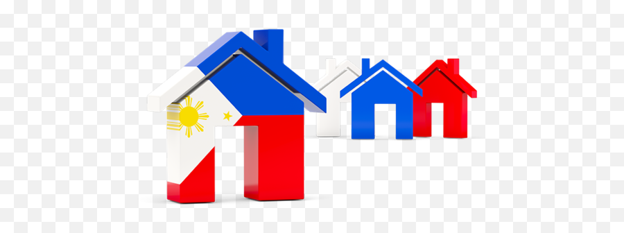 Three Houses With Flag Illustration Of Philippines - Flag Philippine Logo House Png,Philippine Flag Png