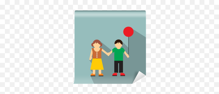 Girl And Boy Flat Icon Wall Mural U2022 Pixers - We Live To Change Kz Çocuk Simgeleri Erkek Png,Family Flat Icon