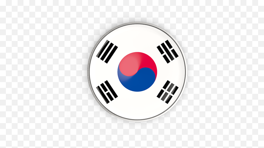 Round Button With Metal Frame Illustration Of Flag South - South Korea Flag Png Round,Round Button Icon