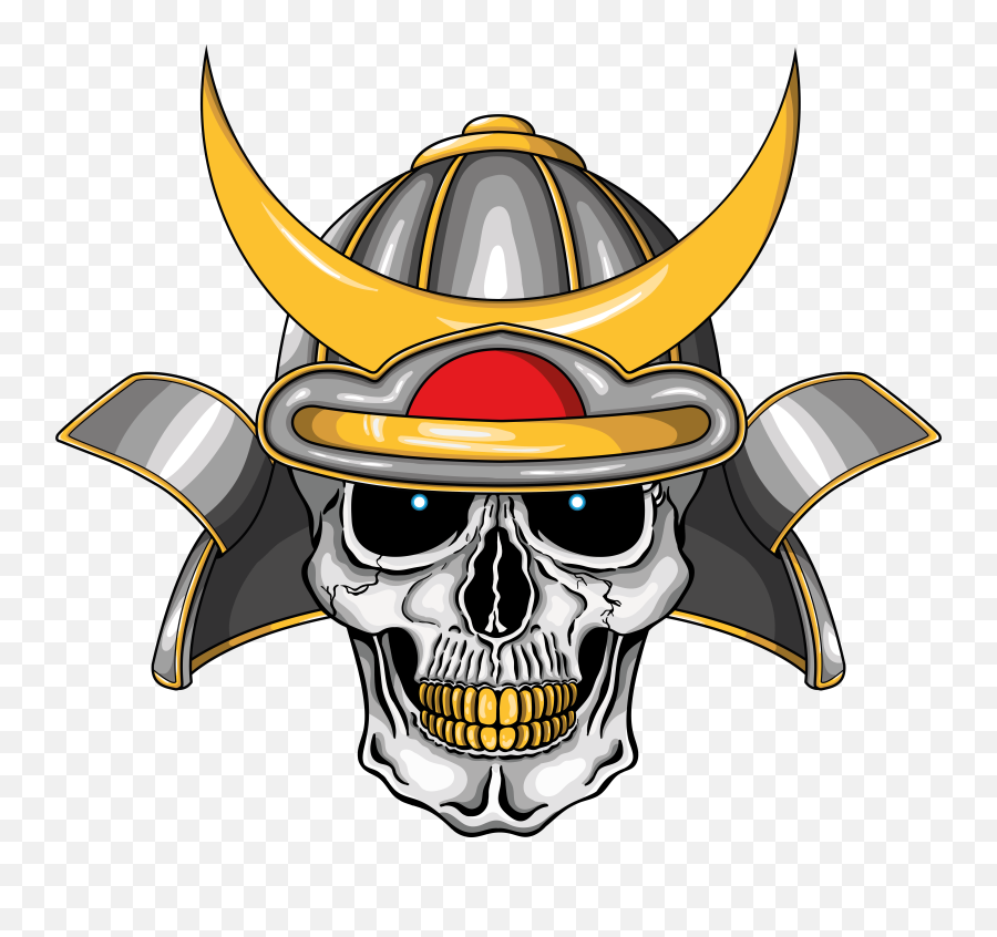 Japanese Medieval Samurai Skull Slim Fit T - Shirt Samurai Png,Cartoon Skull Png