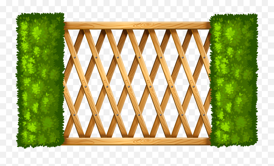 Wooden Fence With Plants Png Clipart - Wood Fence Clipart Png,Wooden Fence Png