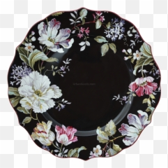 Buy Gisela Black Large Dinner Plate 27cm Online India - Artificial Flower Png,Dinner Plate Png
