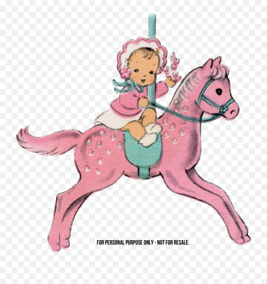 Download Hd Clip Art Pretty In Pink Free Things - Carousel Baby On Carousel Horses Png,Carousel Png