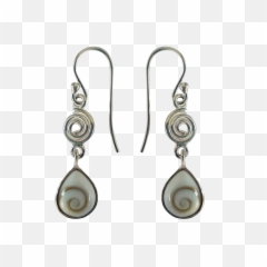 Shiva Eye Shell Spiral Silver Sterling - Earrings png