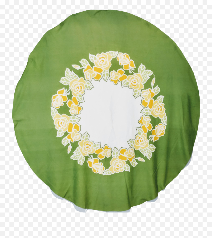 Vintage Vera Neumann Tablecloth Round Green Yellow Floral - Sunflowers Png,Green And Yellow Flower Logo