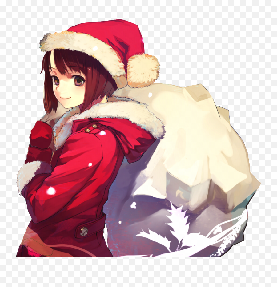 Download Anime Santa Hat Transparent - Transparent Christmas Anime Girl Png,Santa Hat With Transparent Background