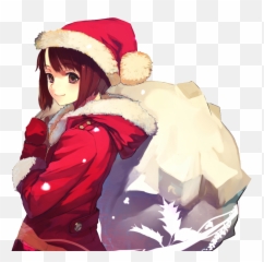 Download Anime Santa Hat Transparent - Transparent Christmas Anime Girl Png,Santa Hat With Transparent Background