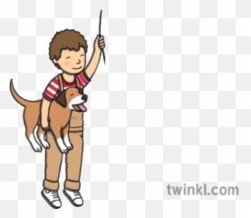 Boy Holding Dog And Balloon String People Pets Story Eyfs Png