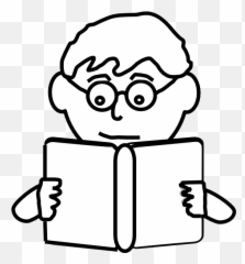 Download Free Boy Reading Book Png Hd Icon - Clipart Black And White