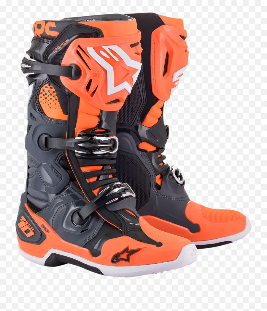 Alpinestars Tech 10 Black Orange Mens Off Road Riding Dirt Bike Mx Racing Boots - Alpinestars Tech 10 Boots Orange Png,Icon Bike Boots