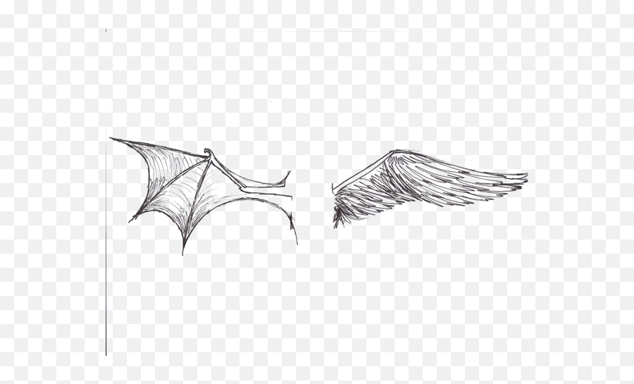 Png Half Wings Transparent Background - Demon Wing Tattoo,Wings Transparent Background