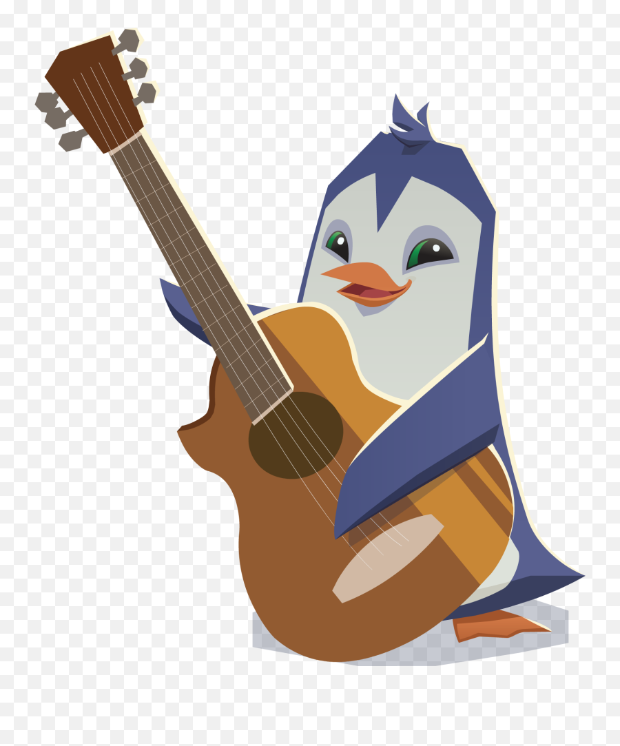 Musical Clipart Penguin Transparent Free - Animal Jam Penguin Png,Cartoon Guitar Png