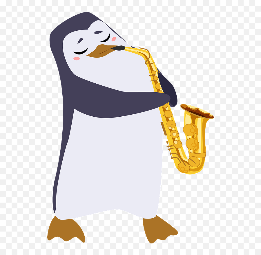 Penguin Playing Saxophone Clipart Free Download Transparent - Clip Art Png,Sax Png