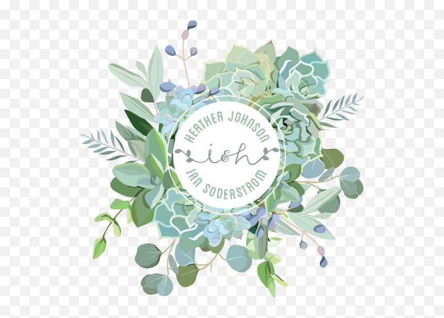 Succulent Custom Wedding Logo For A - Succulent And Cactus Logo Png,Wedding Logo