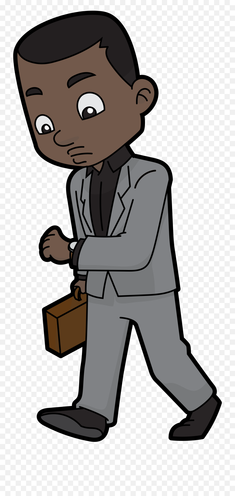 Filecartoon Black Businessman Checking His Watchsvg - Black Businessman Clipart Png,Person Looking Png