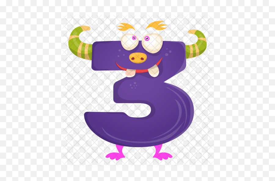 Monster Three Number Icon Of Flat Style - Number 3 In English Png,Monsters Png