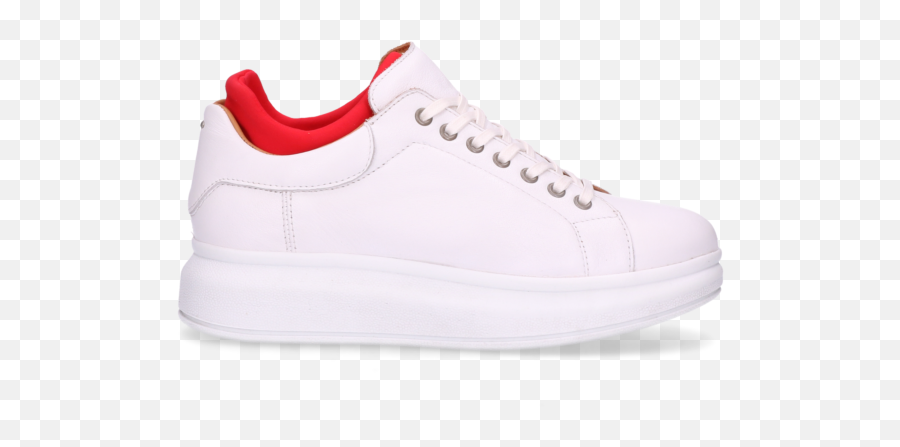 White Lace Up Sneaker Smooth Leather With Neoprene Sock Red - Plimsoll Png,White Lace Png