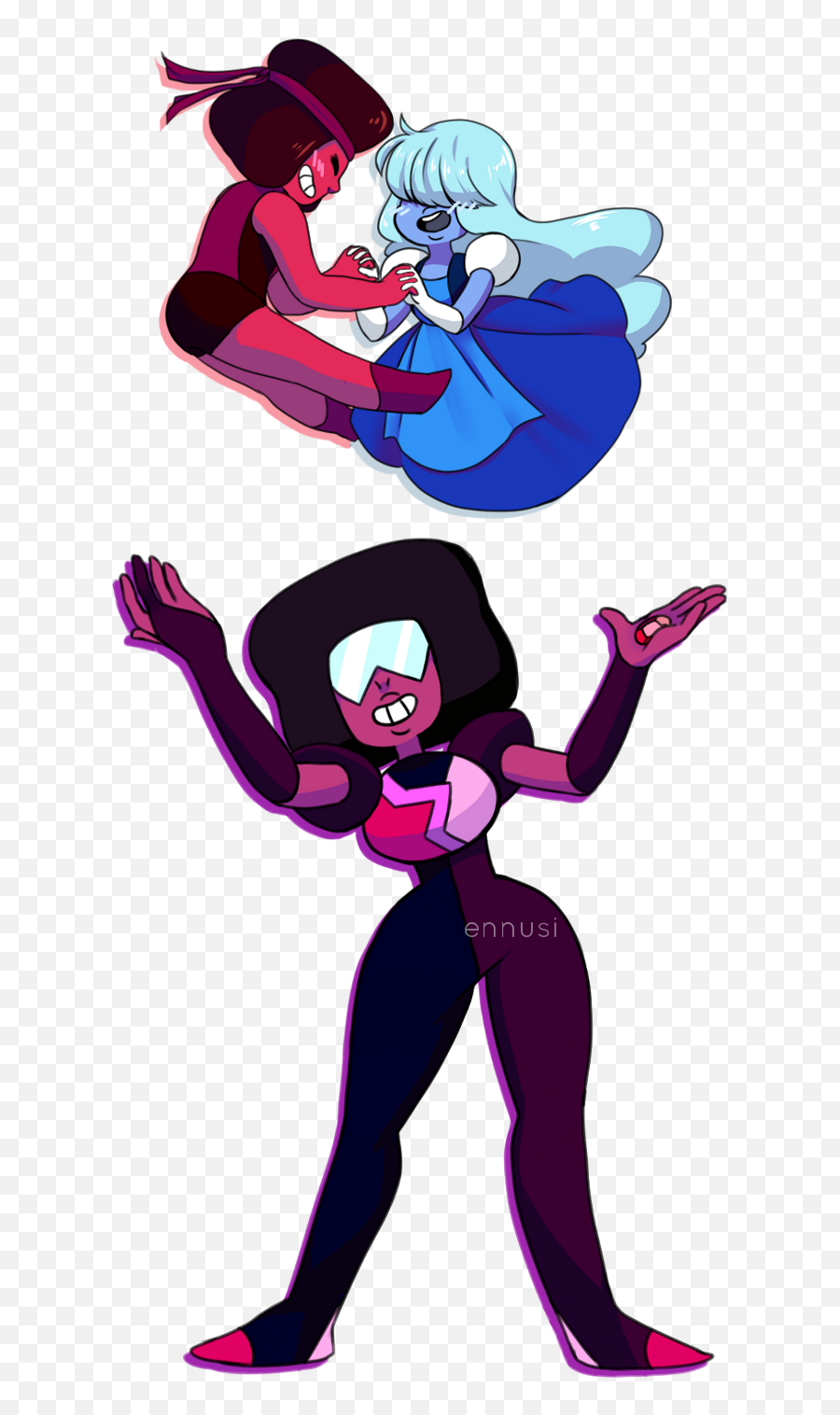 Download Hd Su Steven Universe Garnet Ruby And Sapphire - Ruby Sapphire And Garnet From Steven Universe Png,Steven Universe Garnet Png