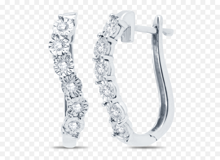 Download Hd Sterling Silver Diamond Hoop Earrings - Earrings Solid Png,Hoop Earrings Png