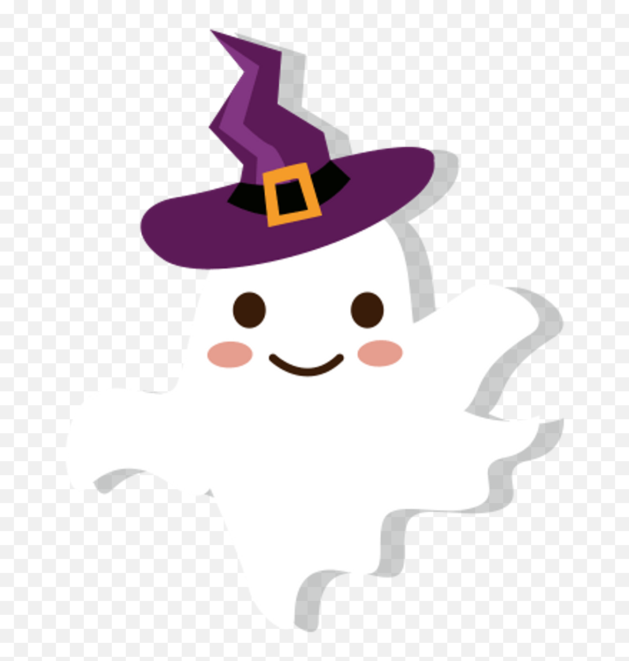 Ghost Witch Wizard Hat Cute Cartoon Halloween Trickortr - Ghosts And Witches Clipart Png,Witch Hat Transparent Background
