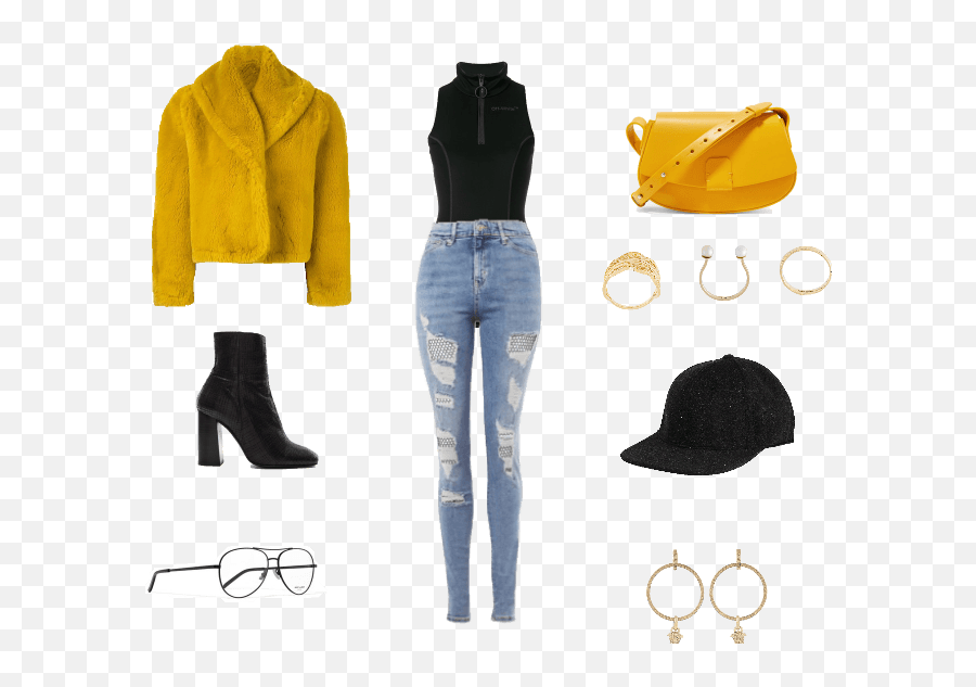 Cardi Black And Yellow Outfit Shoplook - Casual Cardi B Outfits Png,Cardi B Png