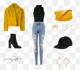 Cardi Black And Yellow Outfit Shoplook - Casual Cardi B Outfits Png,Cardi B Png