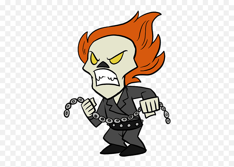 How To Draw A Ghost Rider - Really Easy Drawing Tutorial Drawing Ghost Rider Cartoon Png,Ghost Rider Icon